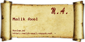 Malik Axel névjegykártya